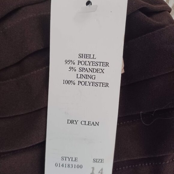 NWT Adrianna Papell Size 14 (Runs Small Fits 8/10) Two-Tone Brown Black Pleated - Picture 3 of 7